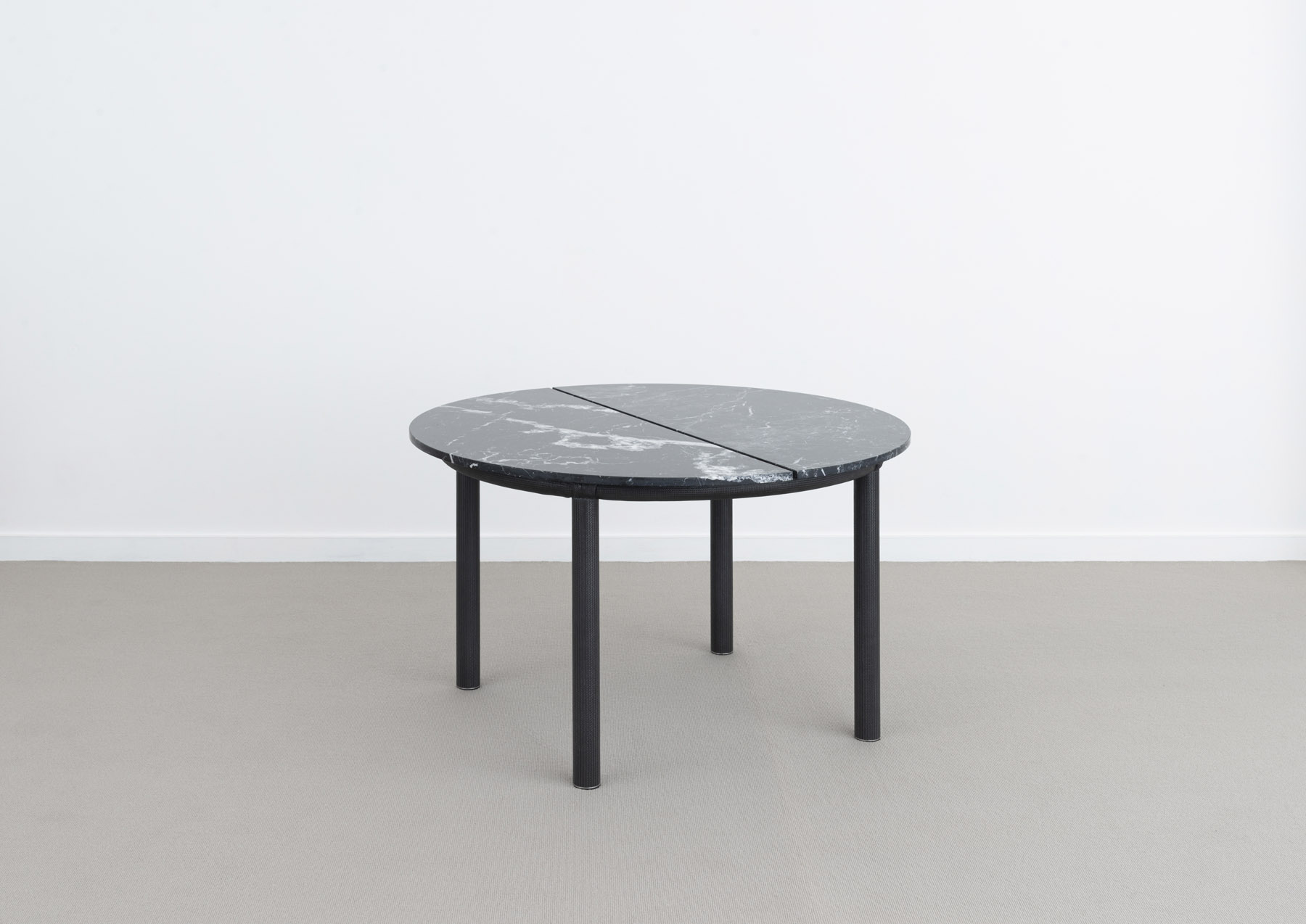 MCT (Marble Carbon Table), 2021, split marble top on carbon fiber legs